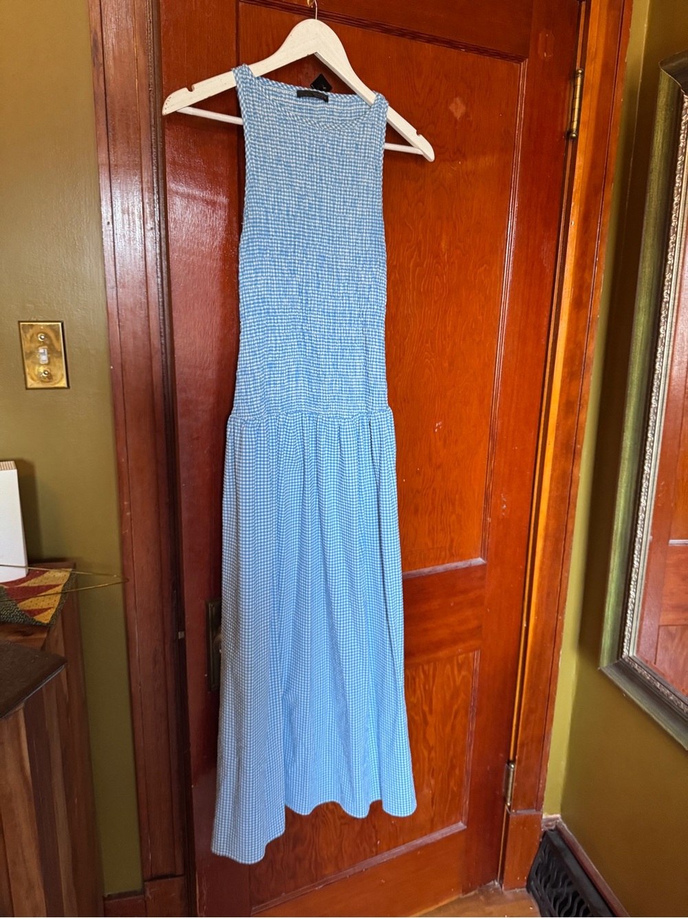 Zara Light Blue Smocked Midi Dress